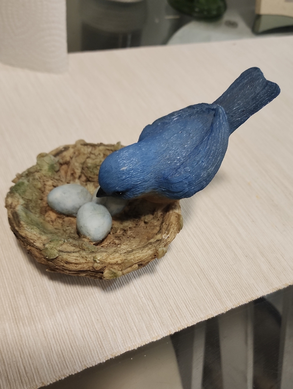 Blue Decorative Bird with Nest and Eggs - Home  Decor